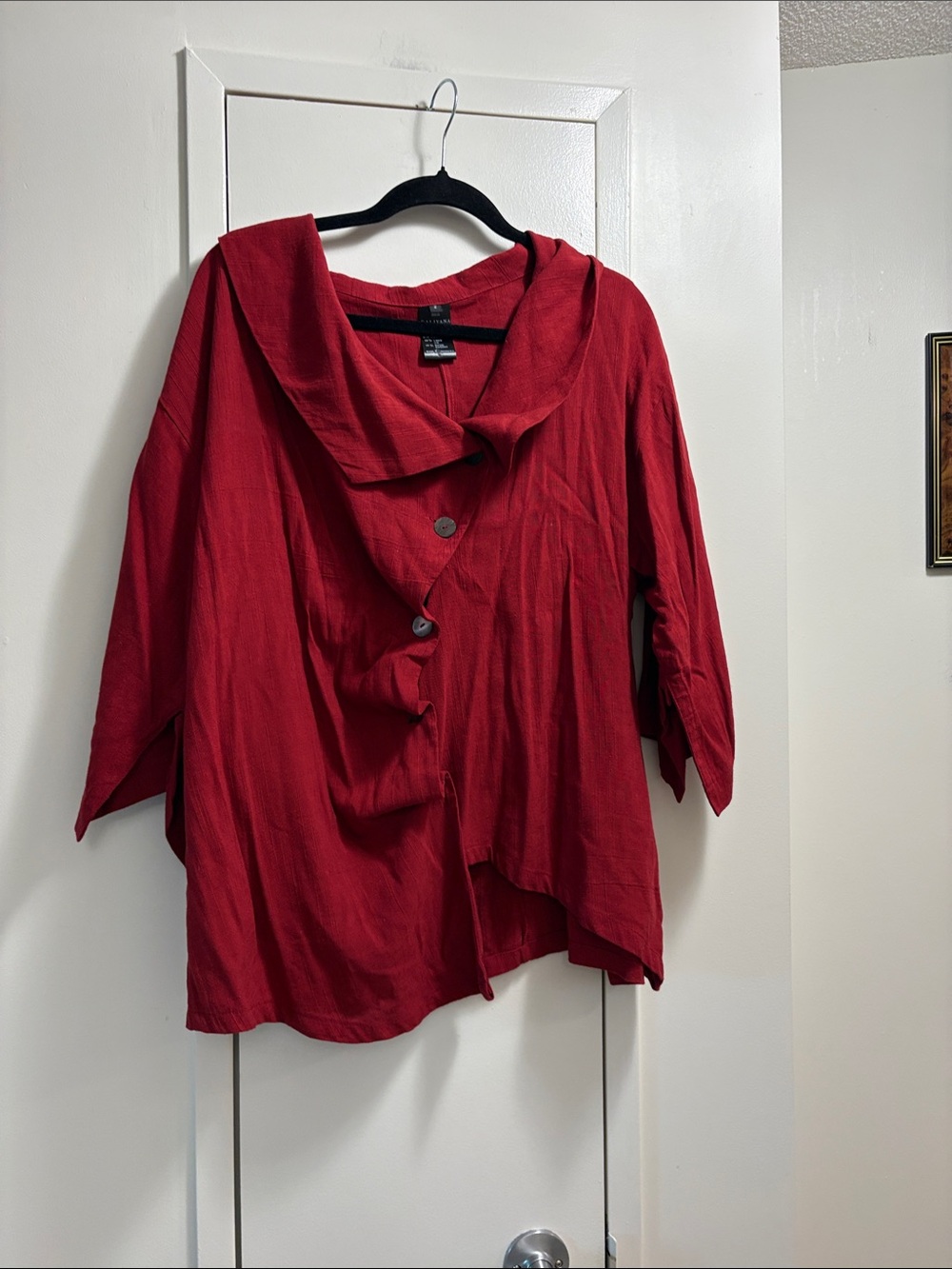 Kaliyana Women's Button-Front Draped Jacket Top - 3/4 Sleeves